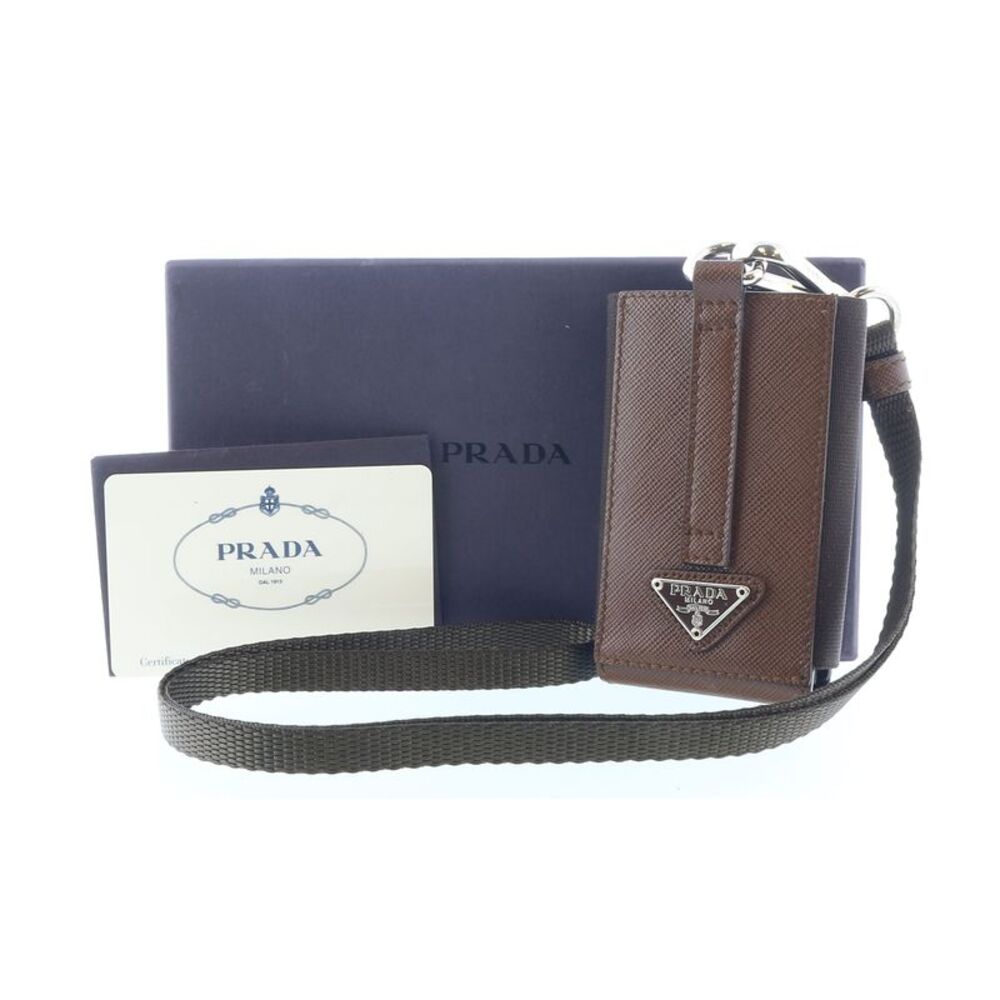 Prada Brown Leather Signature Ipod Case Accessory Bag Charm - Picture 1 of 5